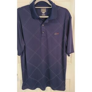Greg Norman For Tasso Elba Play Dry Golf Polo Shirt Blue Short Sleeve Size L